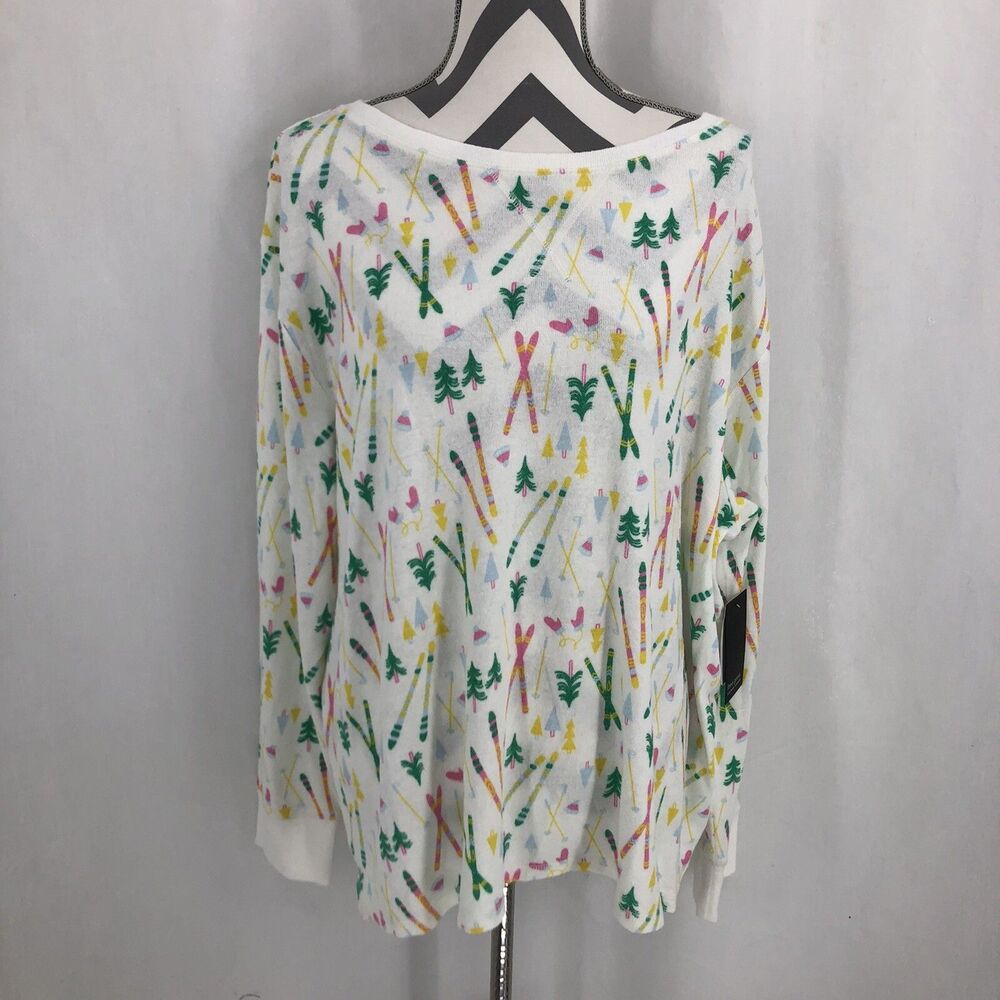 Free Press Sleepware Separates Ski Print Fleece Pajama Top Soft Large NWT